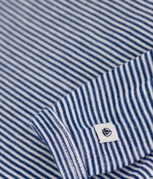 BODY DE MANGA LARGA DE LANA Y ALGOD&Oacute;N A RAYAS PARA BEB&Eacute; azul/blanco