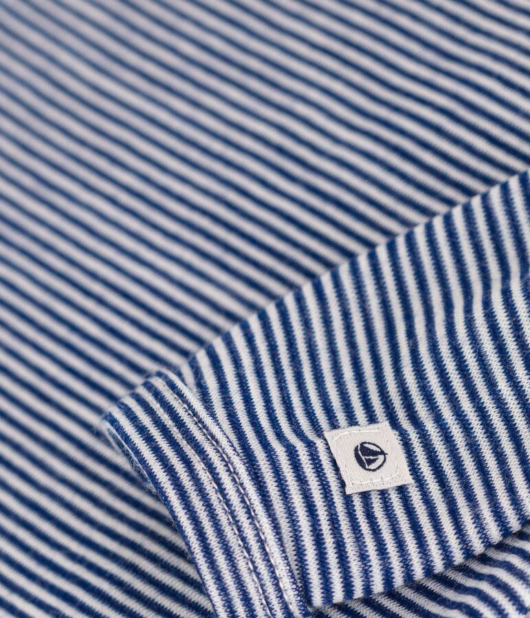 BODY DE MANGA LARGA DE LANA Y ALGOD&Oacute;N A RAYAS PARA BEB&Eacute; azul/blanco