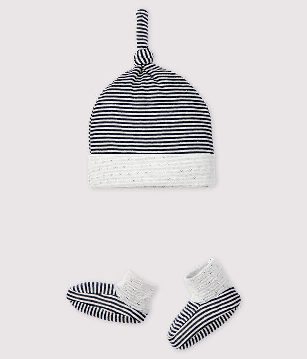 Juego de gorro de nacimiento y patucos a rayas de t&uacute;bico para beb&eacute; multicolor