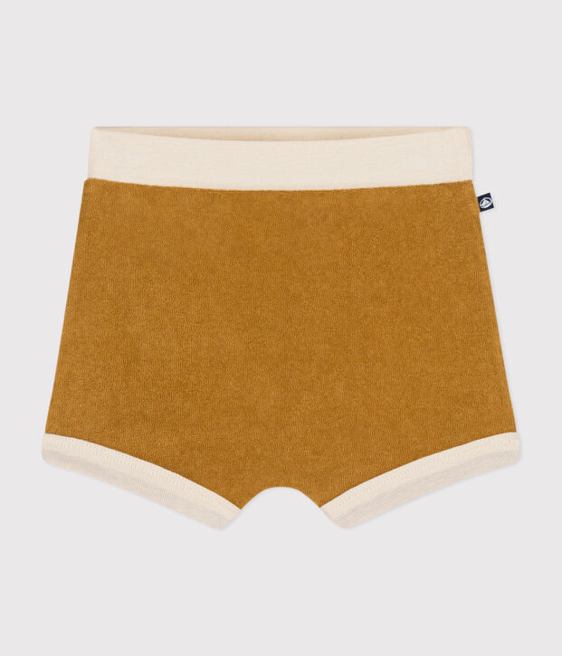 Pantal&oacute;n corto de rizo de beb&eacute; amarillo