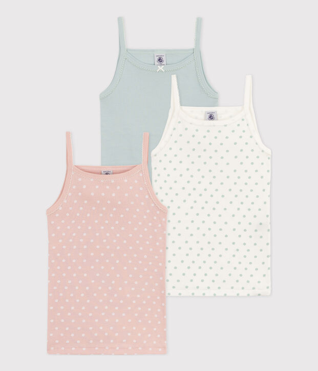 Juego de 3 camisetas de tirantes de algod&oacute;n con lunares para ni&ntilde;a multicolor