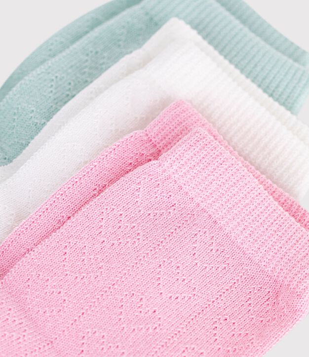 3 pares de calcetines de algod&oacute;n con corazones calados para beb&eacute; multicolor