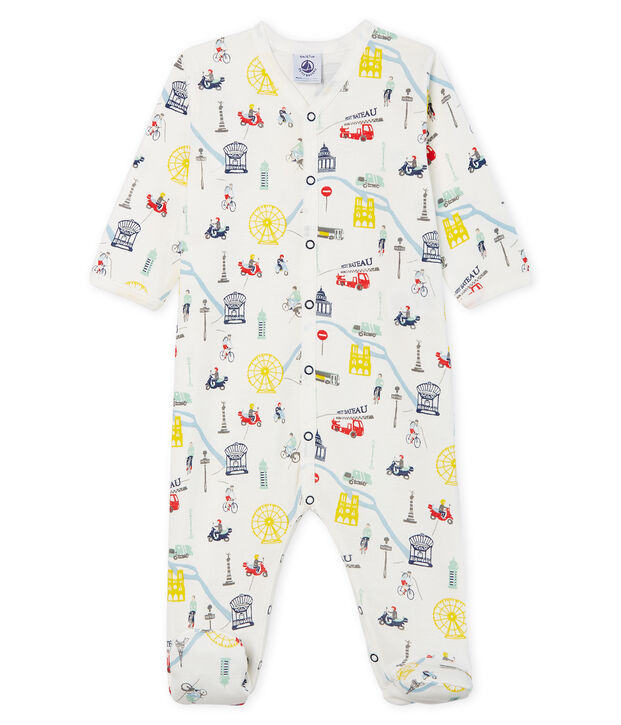 Pijama de punto para beb&eacute; ni&ntilde;o blanco/multicolor