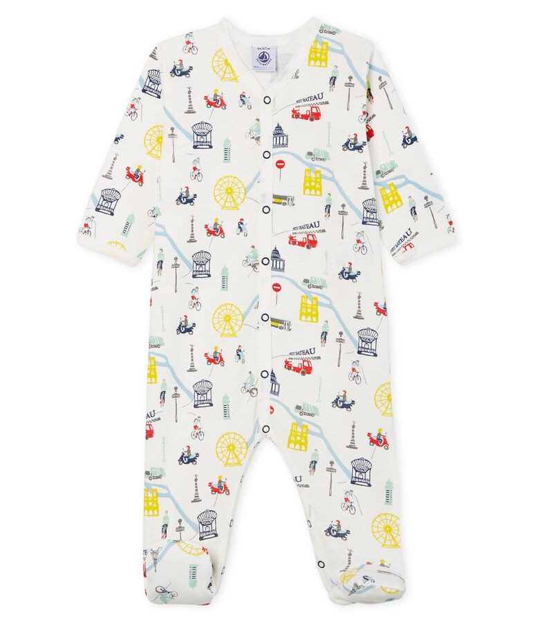 Pijama de punto para beb&eacute; ni&ntilde;o blanco/multicolor