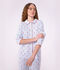 Pijama abotonado de algod&oacute;n con estampado de rayas y corazones para mujer blanco/multicolor
