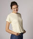 Camiseta de algodón/lino lisa de mujer