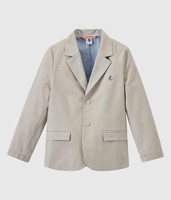 Chaqueta a rayas de tela para niño gris MINERAI/blanco LAIT