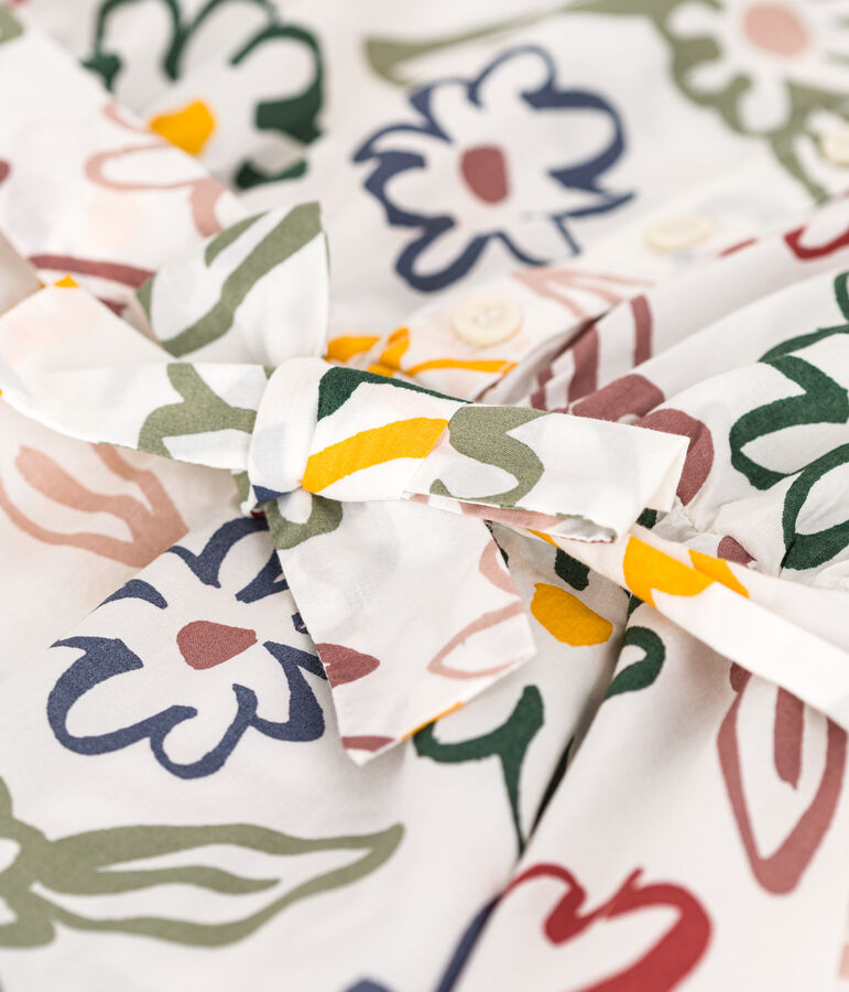 Vestido estampado de popelina sin mangas para ni&ntilde;a blanco MARSHMALLOW/blanco MULTICO