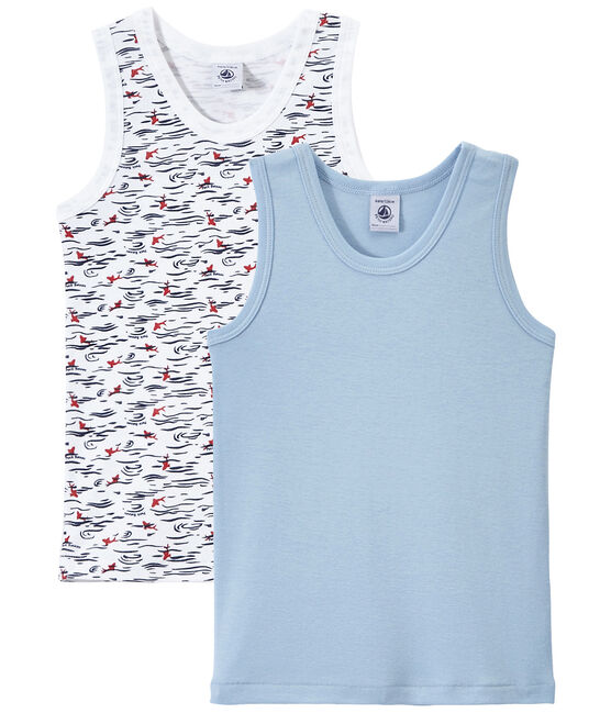 Lote de 2 camisetas sin mangas para niño blanco LOT
