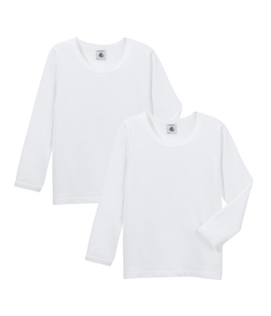 Par de camisetas manga larga para chica blanco LOT
