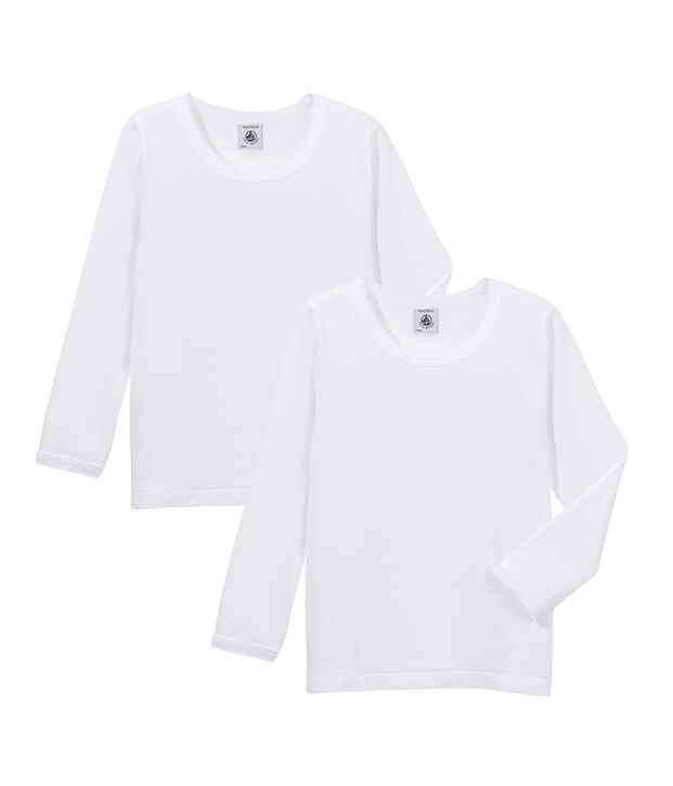 Par de camisetas manga larga para chica blanco
