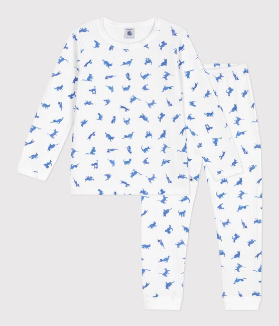 Pijama infantil de algodón con estampado de gatos blanco MARSHMALLOW/blanco MULTICO