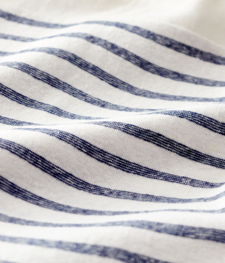 Mono corto de algod&oacute;n/lino de rayas de beb&eacute; ni&ntilde;o blanco/azul