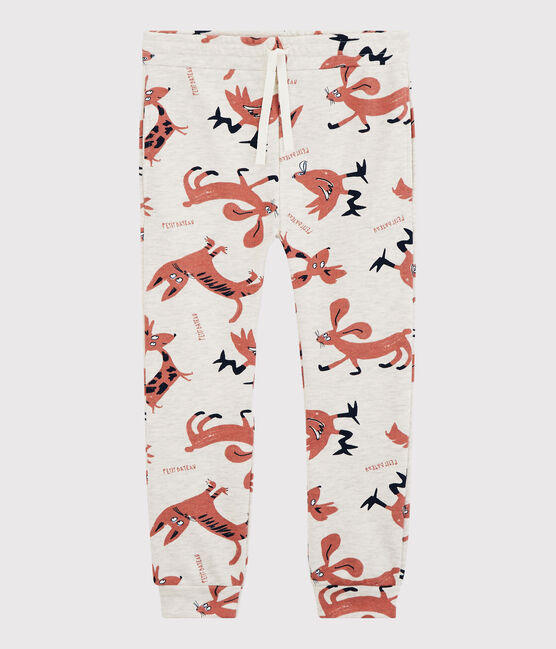 Pantalón de chándal de felpa para niña beige MONTELIMAR/blanco MULTICO