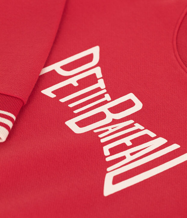 Sudadera infantil unisex de algod&oacute;n con estampado rojo