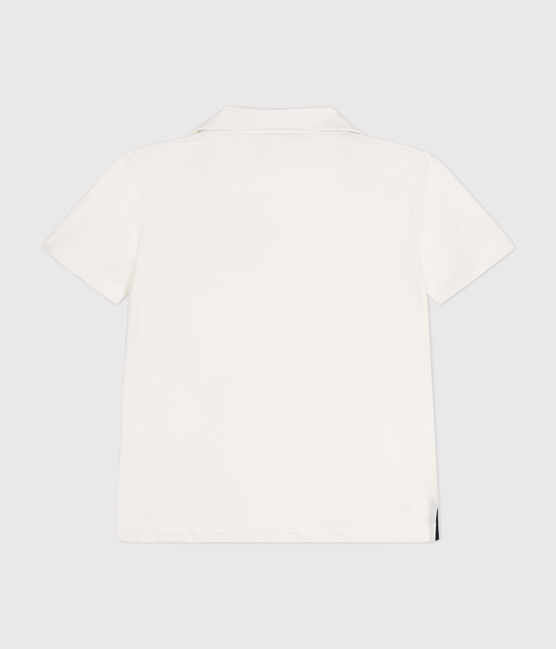 Polo de manga corta de algodón para niño blanco MARSHMALLOW