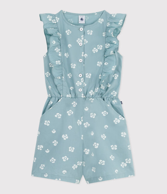 Mono infantil sin mangas de algodón con flores azul PAUL/blanco MARSHMALLOW