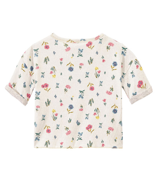 Camiseta estampada en túbico ligero para niña blanco MARSHMALLOW/blanco MULTICO