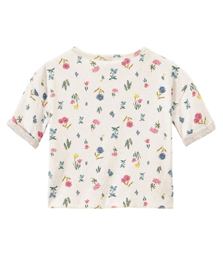 Camiseta estampada en t&uacute;bico ligero para ni&ntilde;a blanco/multicolor