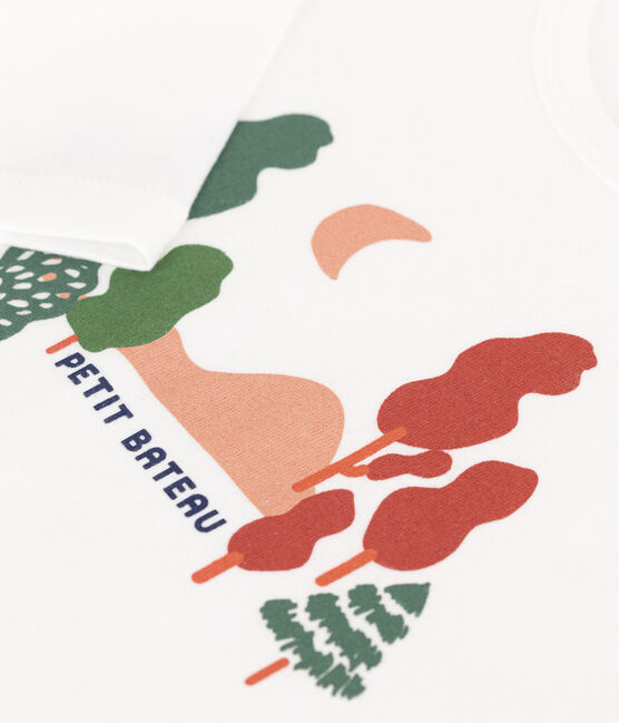 Camiseta de algodón de manga larga para niño blanco ECUME/blanco MULTICO