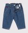 Pantal&oacute;n denim liso con bordado de coraz&oacute;n para beb&eacute; azul