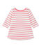 Vestido bebé niña a rayas blanco MARSHMALLOW/rosa PETAL