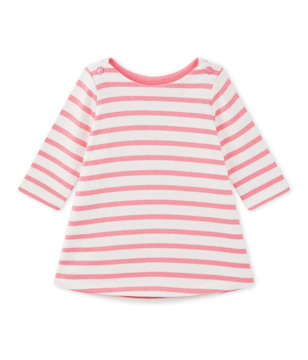 Vestido beb&eacute; ni&ntilde;a a rayas blanco/rosa