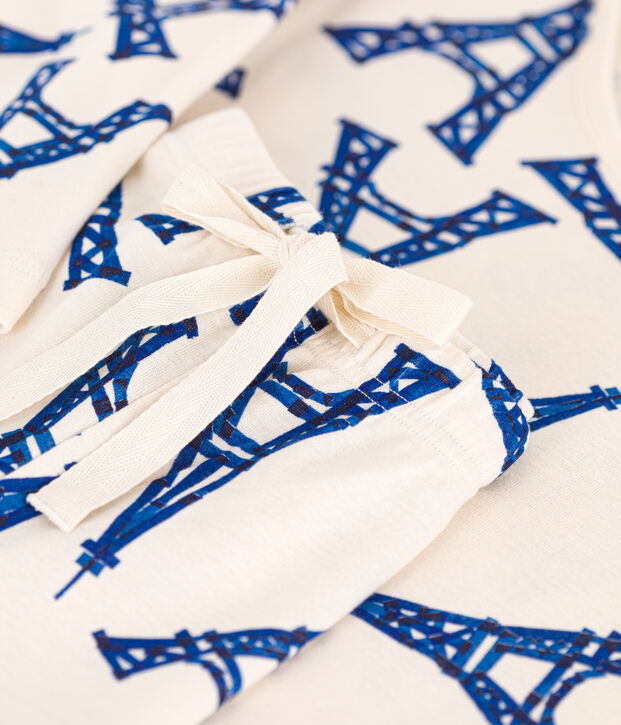 Pijama corto de algod&oacute;n Par&iacute;s para mujer crudo/multicolor