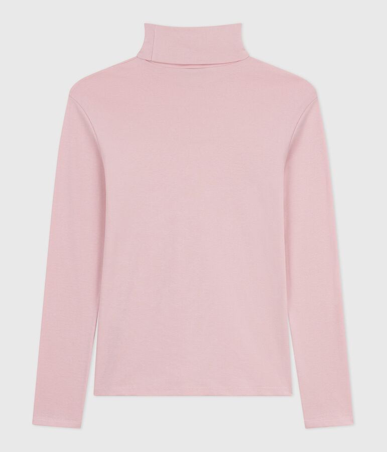 Camiseta de cuello alto Ic&oacute;nica de algod&oacute;n para mujer rosa