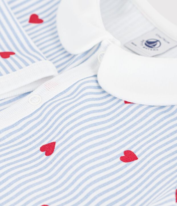 Pyjama b&eacute;b&eacute; en coton sans pieds imprim&eacute; c&oelig;urs blanco/multicolor