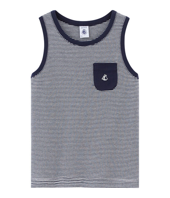 Camiseta de tirantes infantil para niño azul SMOKING/blanco MARSHMALLOW