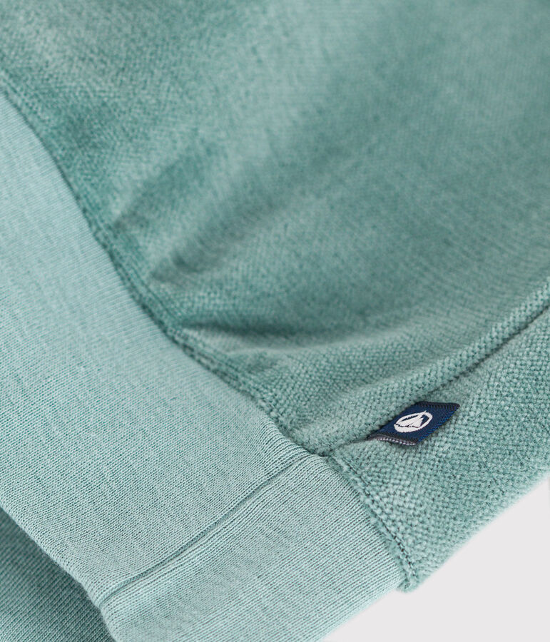 Sudadera lisa de rizo aterciopelado de ni&ntilde;a verde