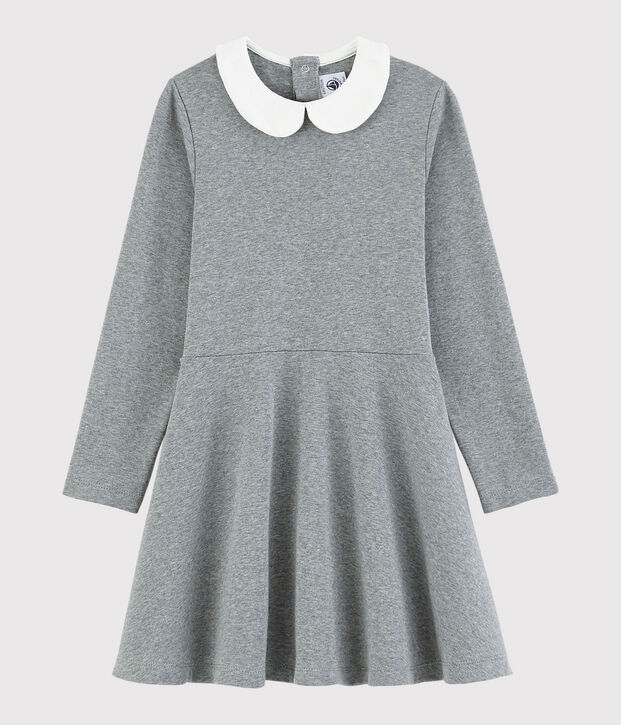 Vestido de manga larga infantil para ni&ntilde;a gris