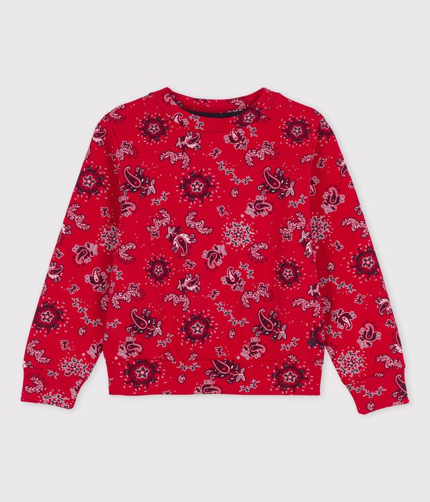 Sudadera de mulet&oacute;n de ni&ntilde;a rojo/multicolor