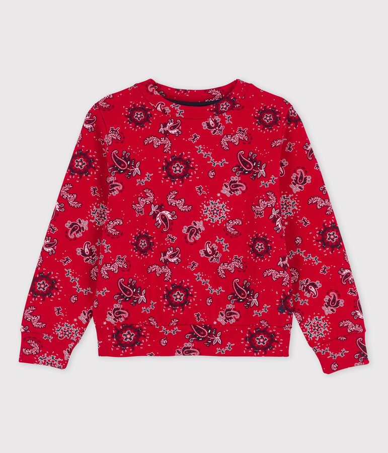 Sudadera de mulet&oacute;n de ni&ntilde;a rojo TERKUIT/blanco MULTICO