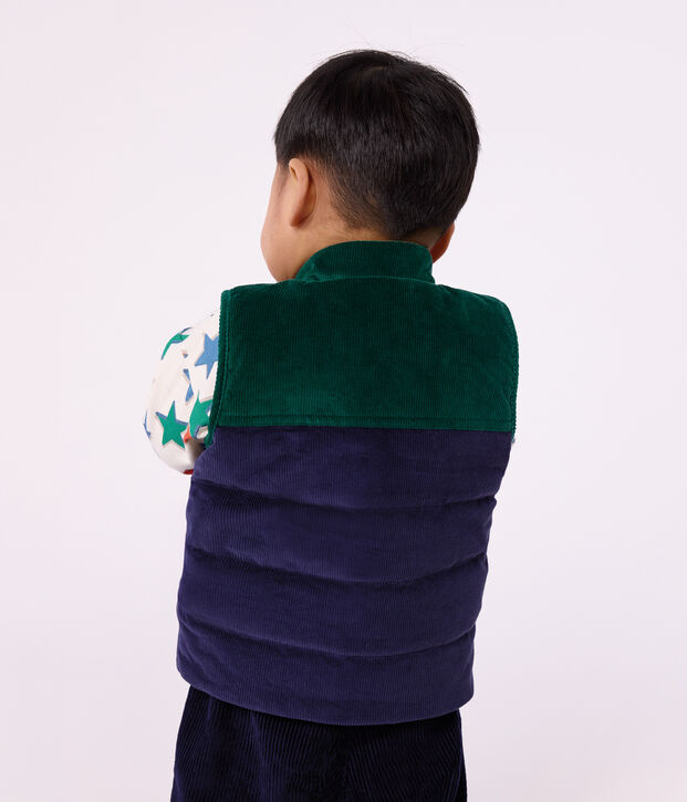 Plum&iacute;fero sin mangas de terciopelo y borreguito reversible para beb&eacute; azul/multicolor