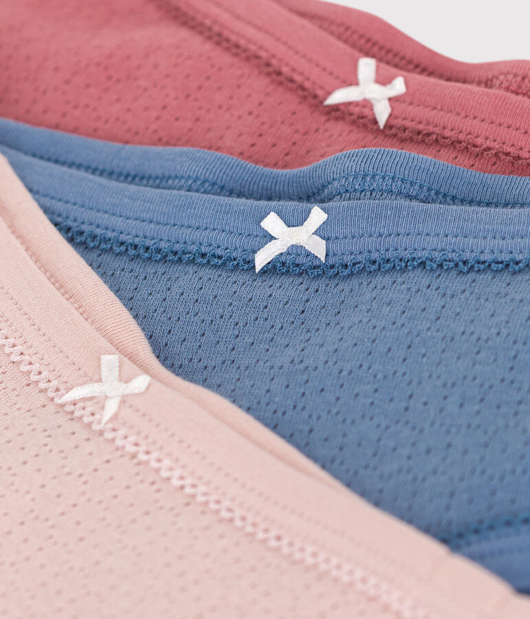 Juego de 3 braguitas infantiles lisas de algod&oacute;n calado de talle alto variante 1