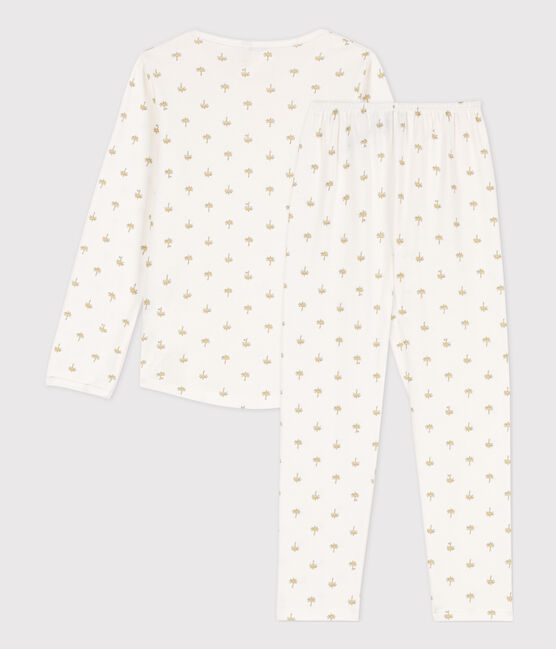 Pijama de palmeras de niña blanco MARSHMALLOW/blanco MULTICO