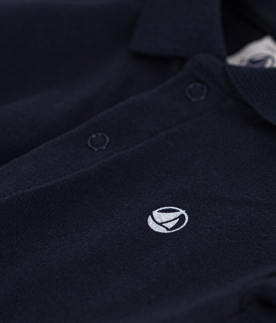 Polo de manga corta de algodón para bebé azul SMOKING