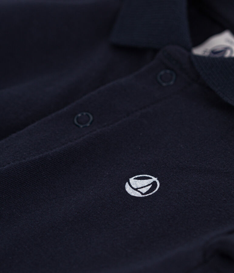 Polo de manga corta de algod&oacute;n para beb&eacute; azul