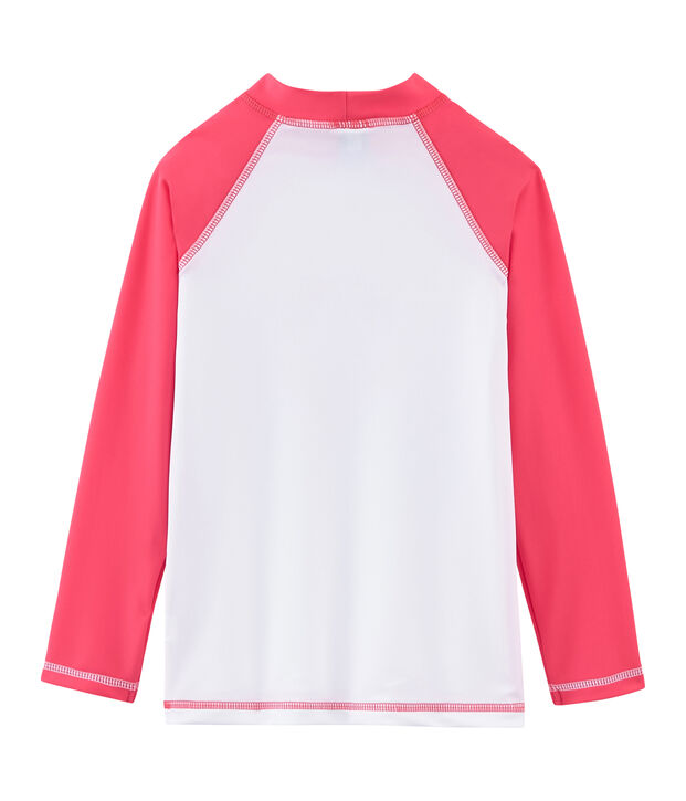 Camiseta anti-UV UPF 50+ para ni&ntilde;o y ni&ntilde;a blanco/rosa