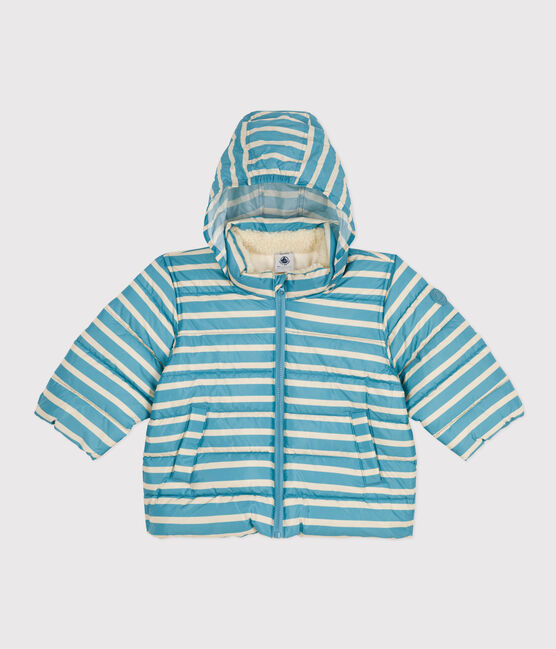 Abrigo a rayas con capucha retráctil de bebé azul AZUL/blanco AVALANCHE