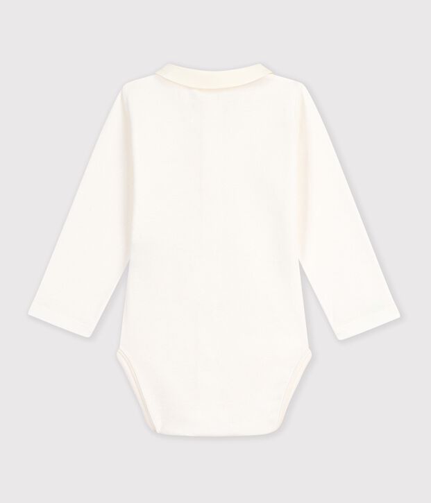 Body liso de manga larga de algod&oacute;n con cuello bordado para beb&eacute; rosa/rosa