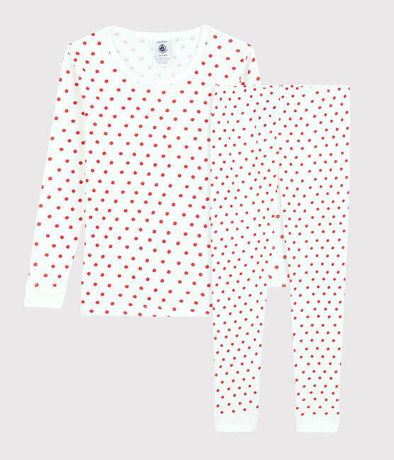 Pijama snugfit de París de algodón orgánico infantil unisex blanco MARSHMALLOW/rojo PEPS