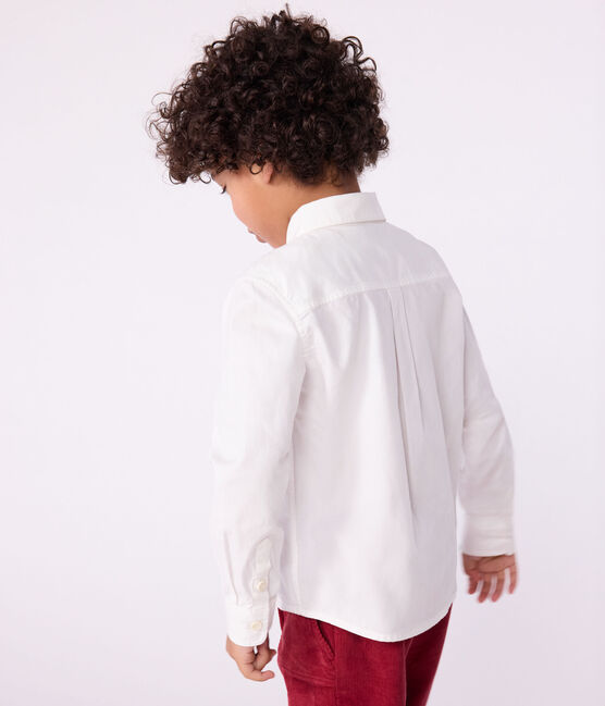 Camisa infantil lisa de algodón de manga larga blanco ECUME