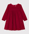 Vestido de manga larga de terciopelo liso de niña rojo CORRIDA