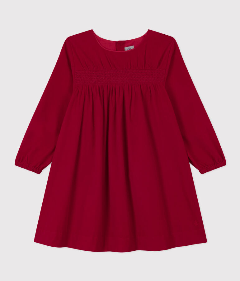 Vestido de manga larga de terciopelo liso de ni&ntilde;a rojo CORRIDA