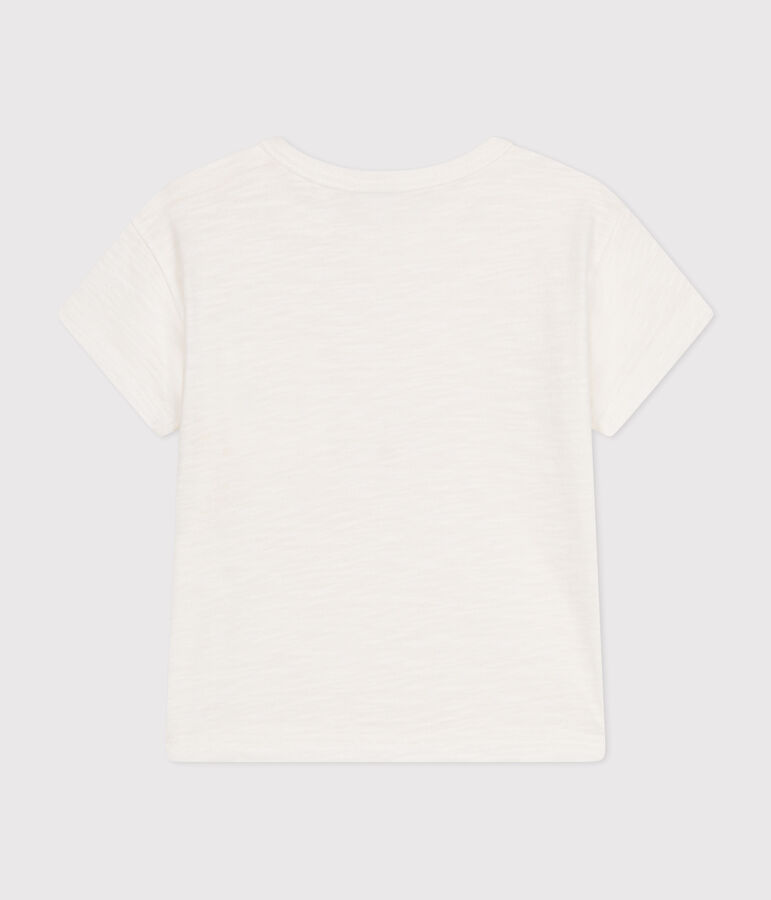 Camiseta de manga corta de punto flameado para beb&eacute; blanco
