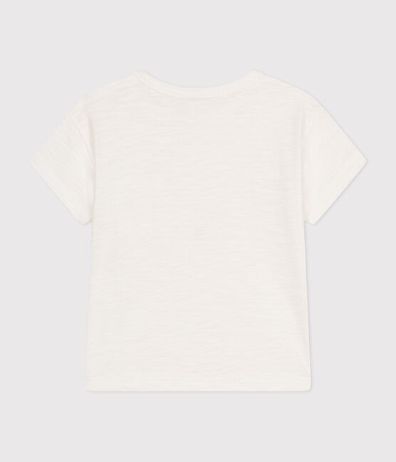 Camiseta de manga corta de punto flameado para bebé blanco MARSHMALLOW