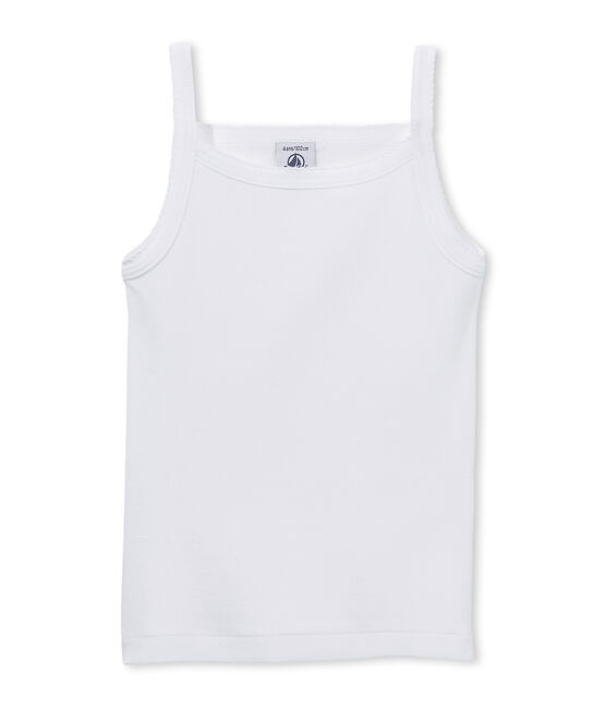 Camiseta sin mangas de punto cocotte lisa para niña blanco ECUME